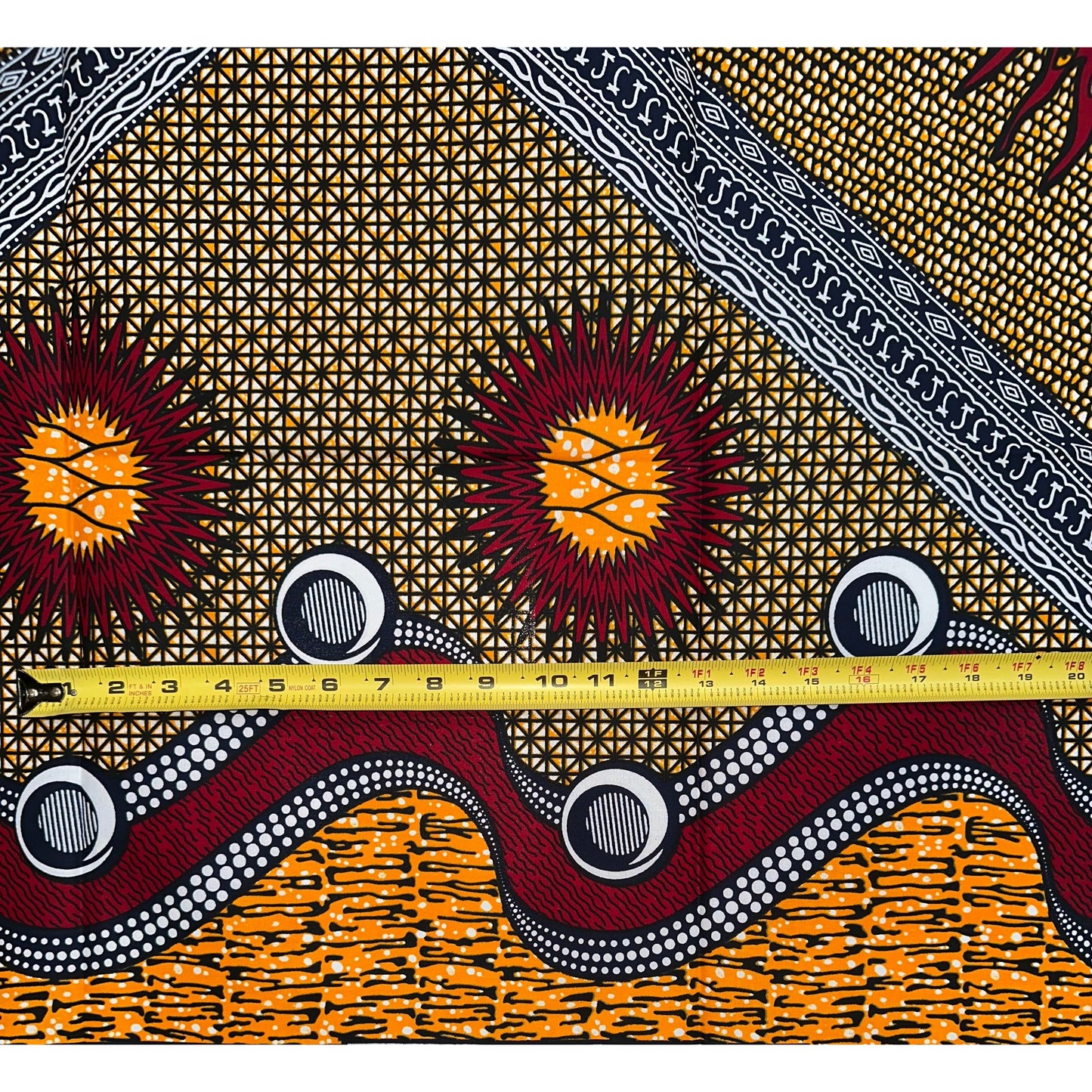 African Print Fabric/ Ankara - Red, Orange, Navy ‘Kanzi', 1YARD