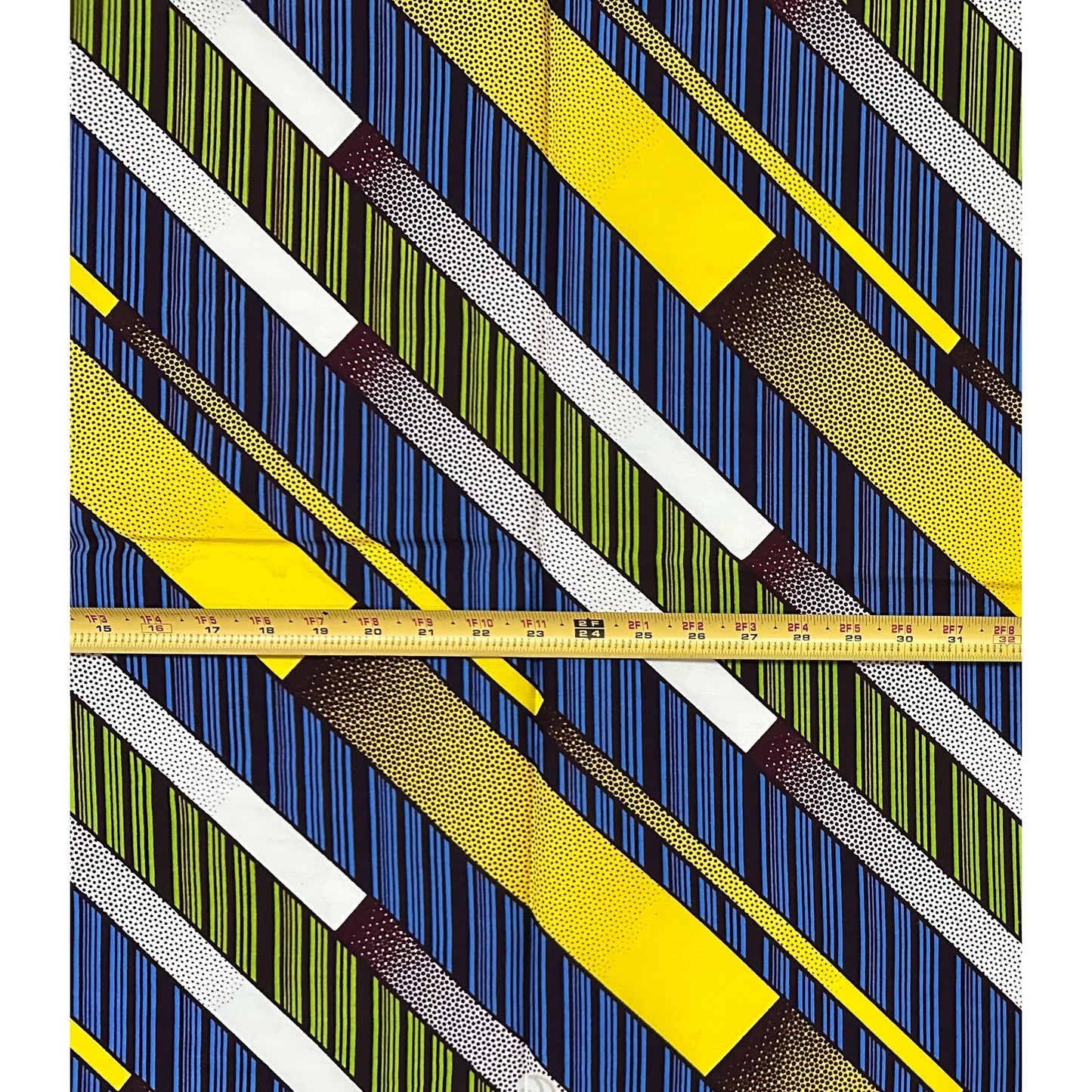 African Print Fabric/Ankara - Blue, Yellow, Green “Fast Lane" Design, 1 Yard