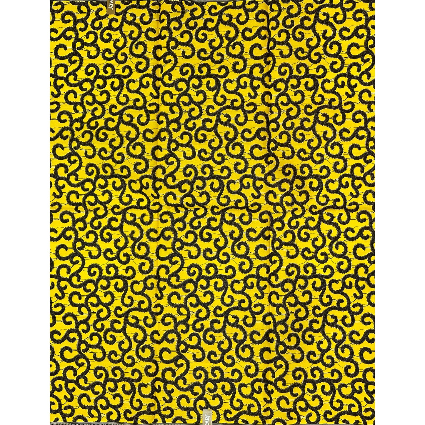African Print Fabric/Ankara - Yellow, Brown "Swirlicious" Design, Per Yard