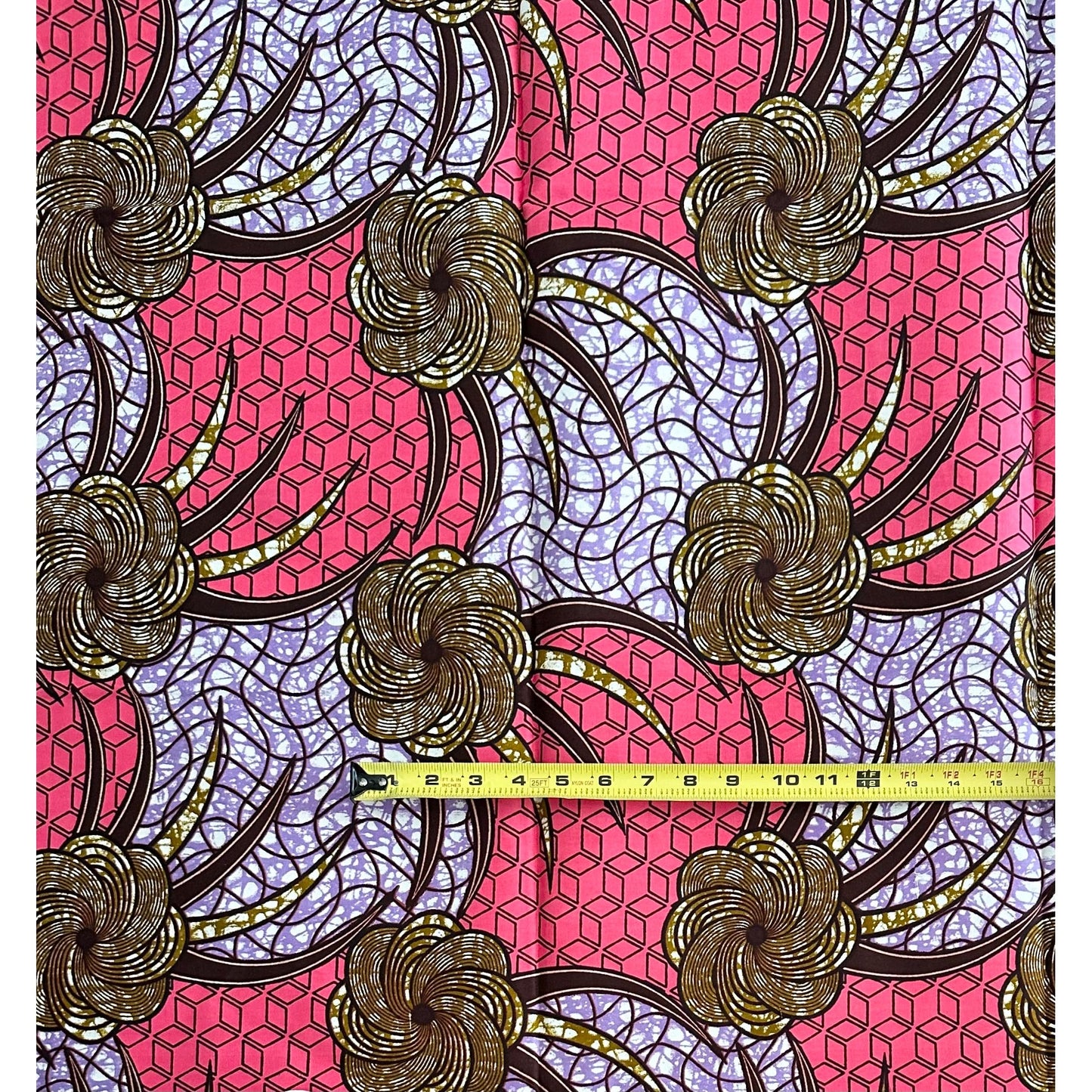 African Print Fabric/Ankara - Purple, Pink, Brown “Zawadi" Design, 1 Yard