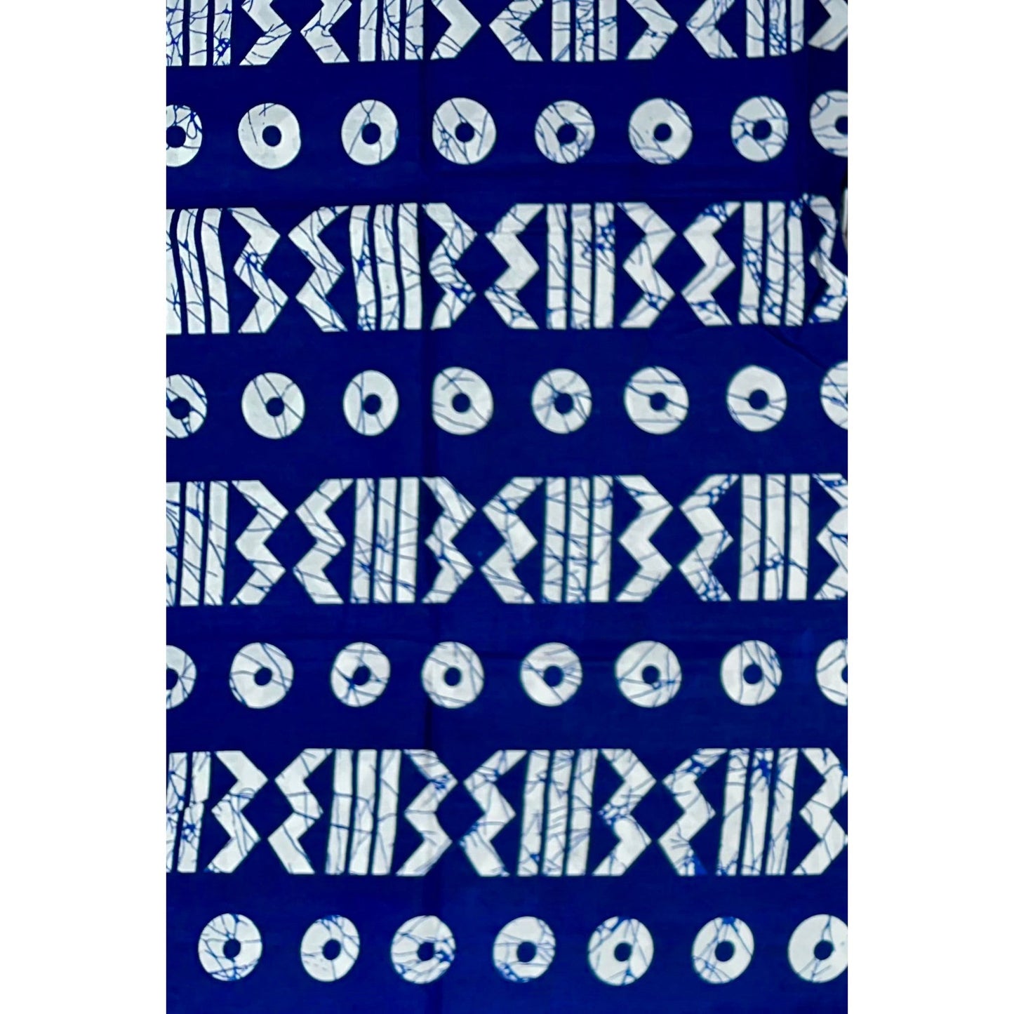 African Print Fabric/ Ankara - Blue, White 'Correct Levels' Design, YARD or WHOLESALE