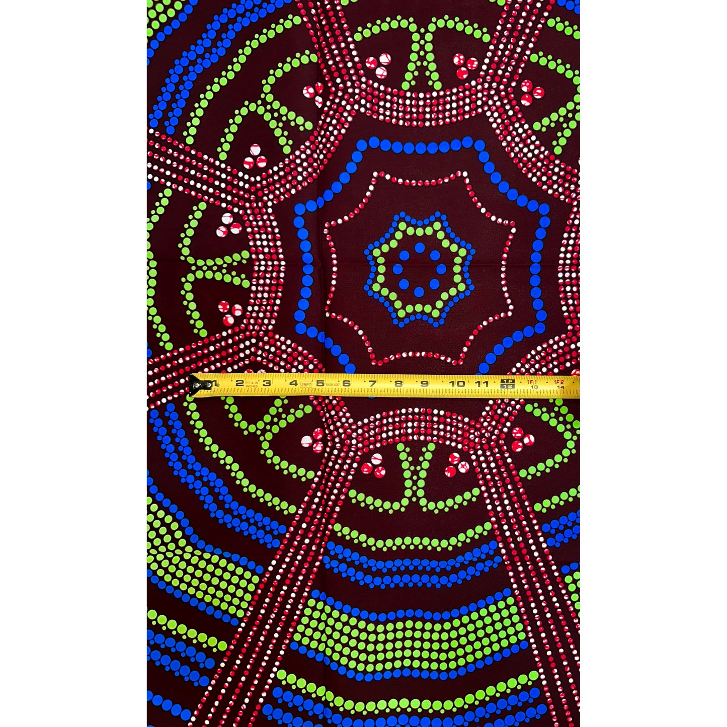 African Print Fabric/ Ankara - Blue, Red, Brown, Green ‘Orisa Pathways' Design, 1 YARD