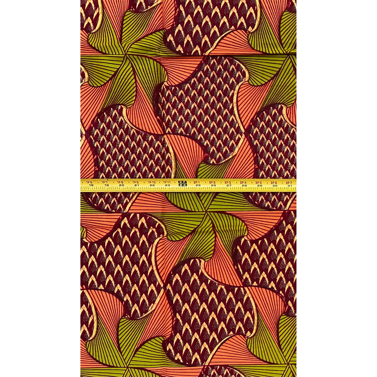 African Print Fabric/Ankara - Brown, Coral, Green 'Azurella ', YARD or WHOLESALE