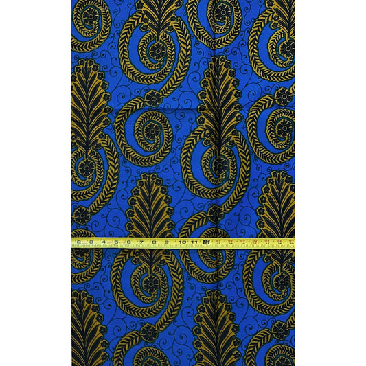 African Print Fabric/ Ankara - Blue, Brown 'Dynasty,' YARD