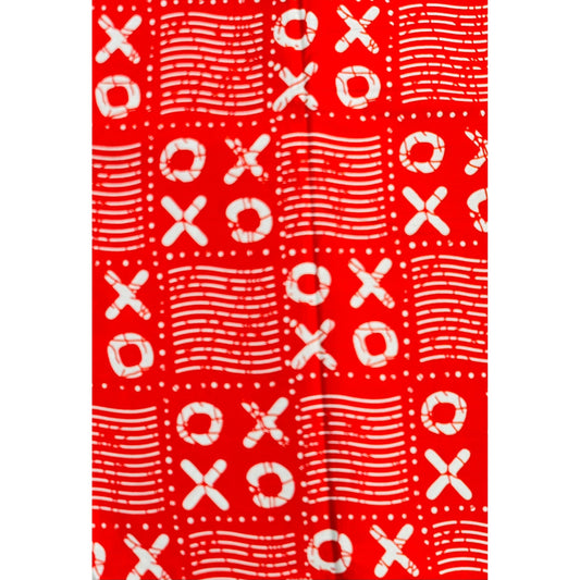 African Print Fabric/ Ankara - Red, White 'Omo X&O' Design, YARD or WHOLESALE