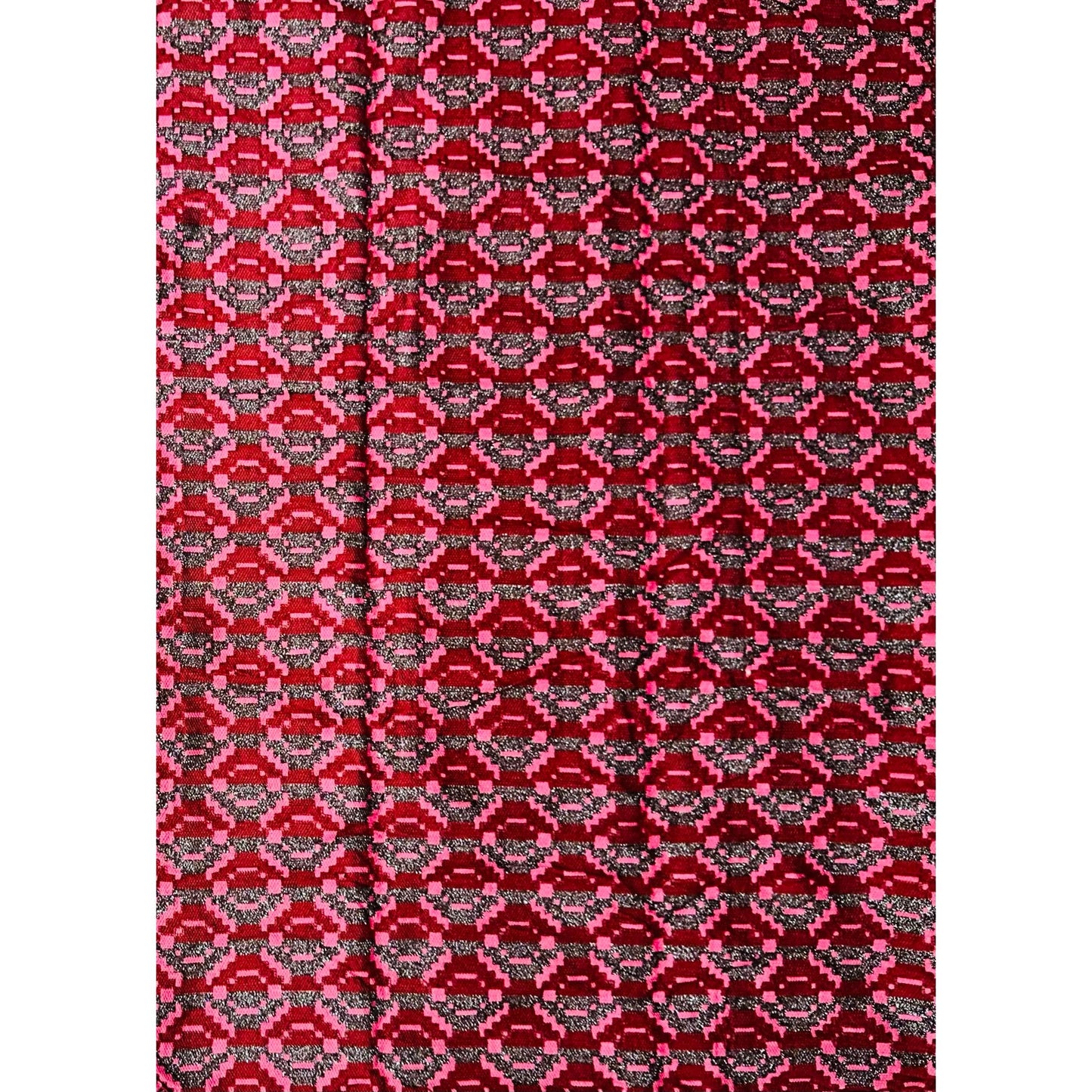 African Fabric/ Woven Kente - Red, Pink, Brown “Odo Rose”, 4 Yards