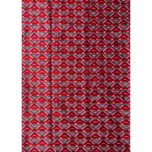 African Fabric/ Woven Kente - Red, Pink, Brown “Odo Rose”, 4 Yards