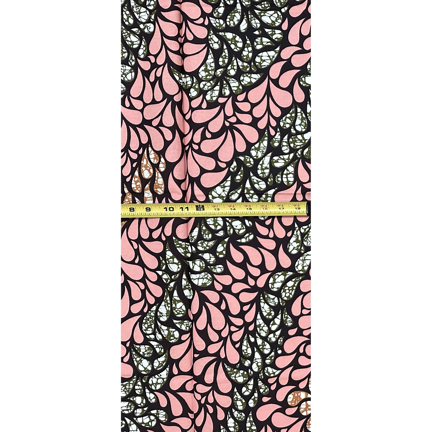 African Print Fabric/Ankara - Pink, Green, Brown "Hanging Eden" Design