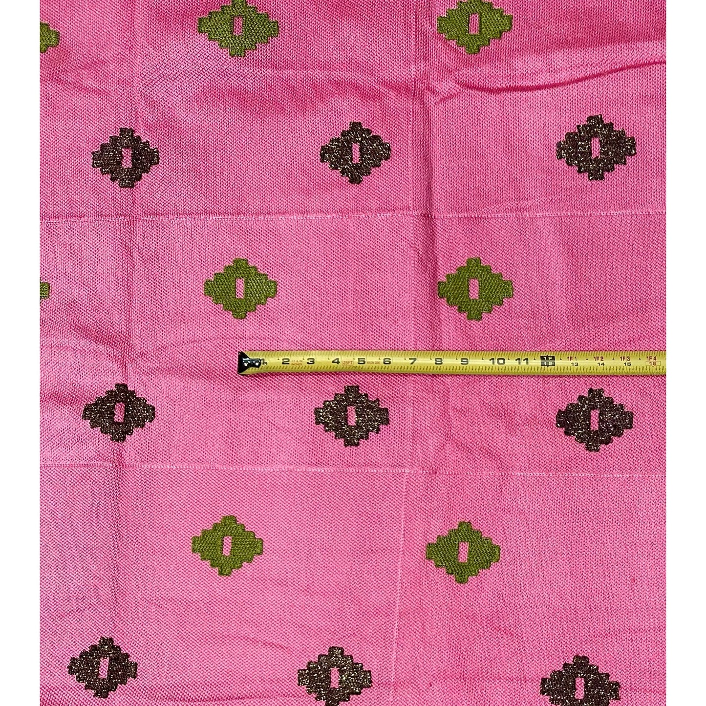 African Fabric/ Woven, Embroidered Kente - Pink, Green, Brown, Gold “Sweet Strength”, ~2 Yards