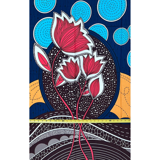 African Print Fabric/ Ankara - Blue, Brown, Pink, Apricot ‘Ini’s Blueprint' Design, YARD