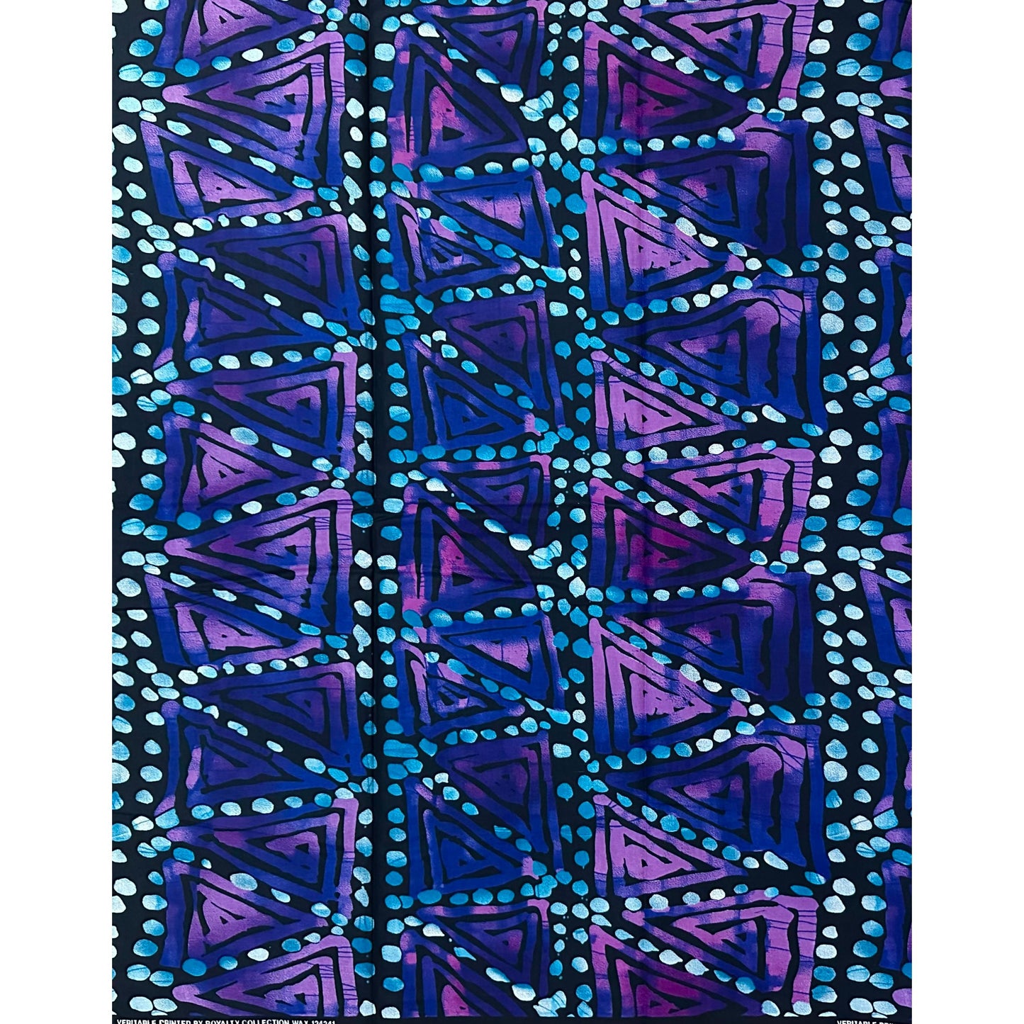 African Print Fabric/ Ankara - Purple, Blue 'Drumfire Echo’, YARD or WHOLESALE