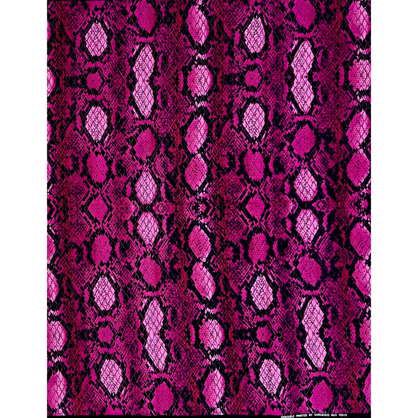 African Print Fabric/ Ankara - Pink, Black 'Adesewa Skin' Design, Yard or Wholesale