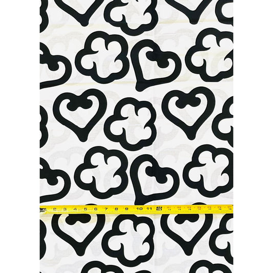 African Print Fabric/ Ankara - Black, White 'Heart of the Matter', Per Yard or Wholesale