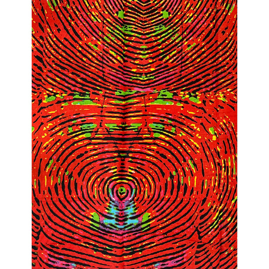 African Print Fabric/ Ankara - Bright Red - Dark Orange, Black, Green 'Fire Print’, YARD or WHOLESALE