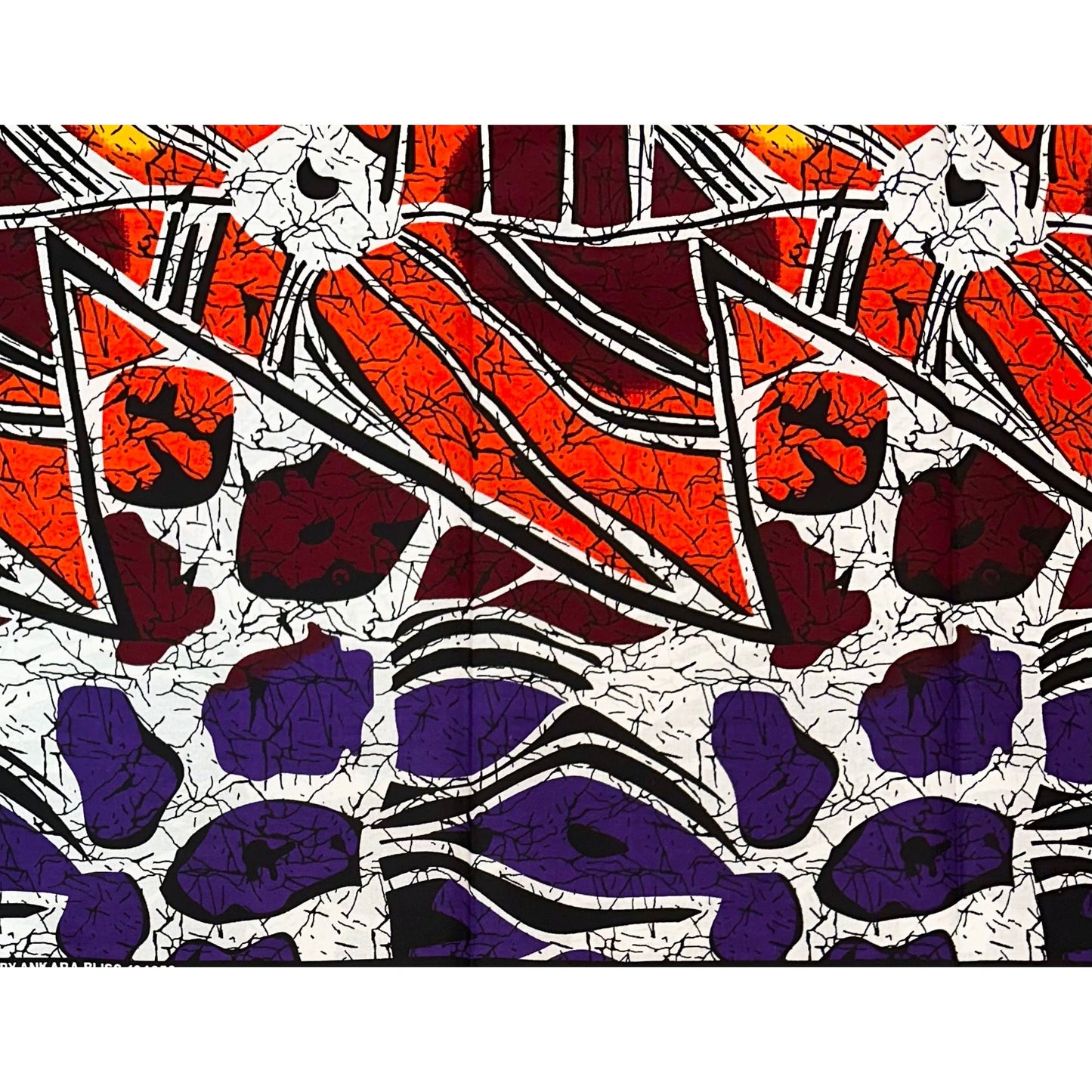African Print Fabric/ Ankara - Orange, Red, Yellow, Purple, Black 'Sunset Nazin' YARD or WHOLESALE