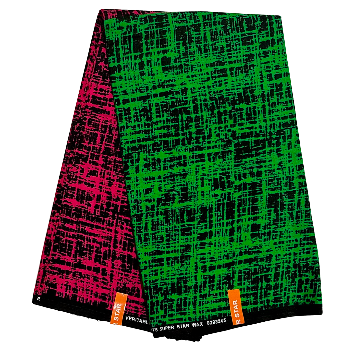 African Print Fabric/ Ankara - Fuchsia, Green, Black 'Scatter Line' Design, YARD or WHOLESALE