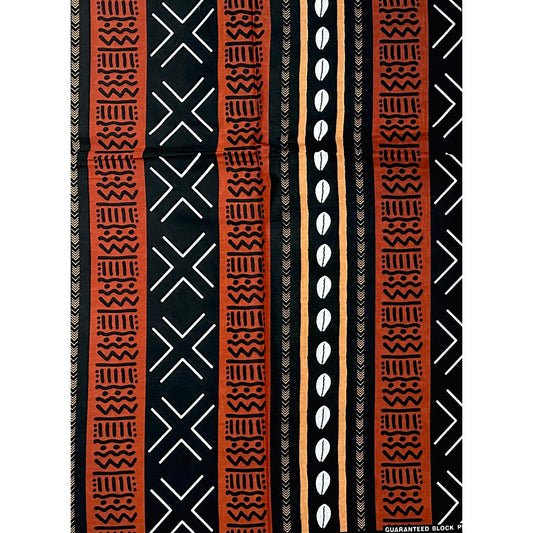 African Print Fabric/ Ankara - Brown, Beige, Black, White "Ancestral Connection", YARD or WHOLESALE