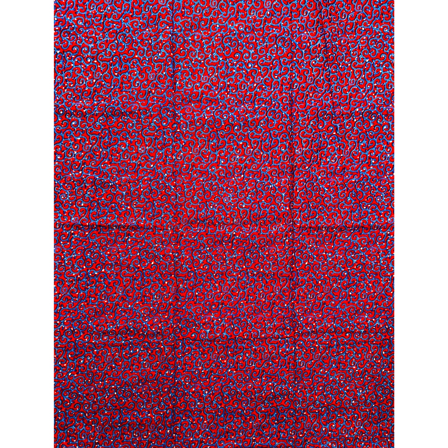 African Print Fabric/Ankara - Red, Blue "Swirlicious" Design, YARD or WHOLESALE