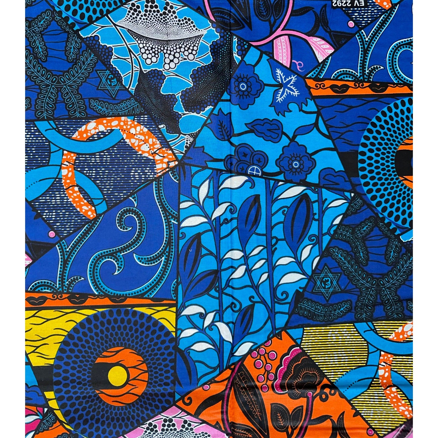 African Fabric/ Ankara - Fuchsia, Orange, Blue, Yellow, Pink 'Kahina' Design, YARD or WHOLESALE