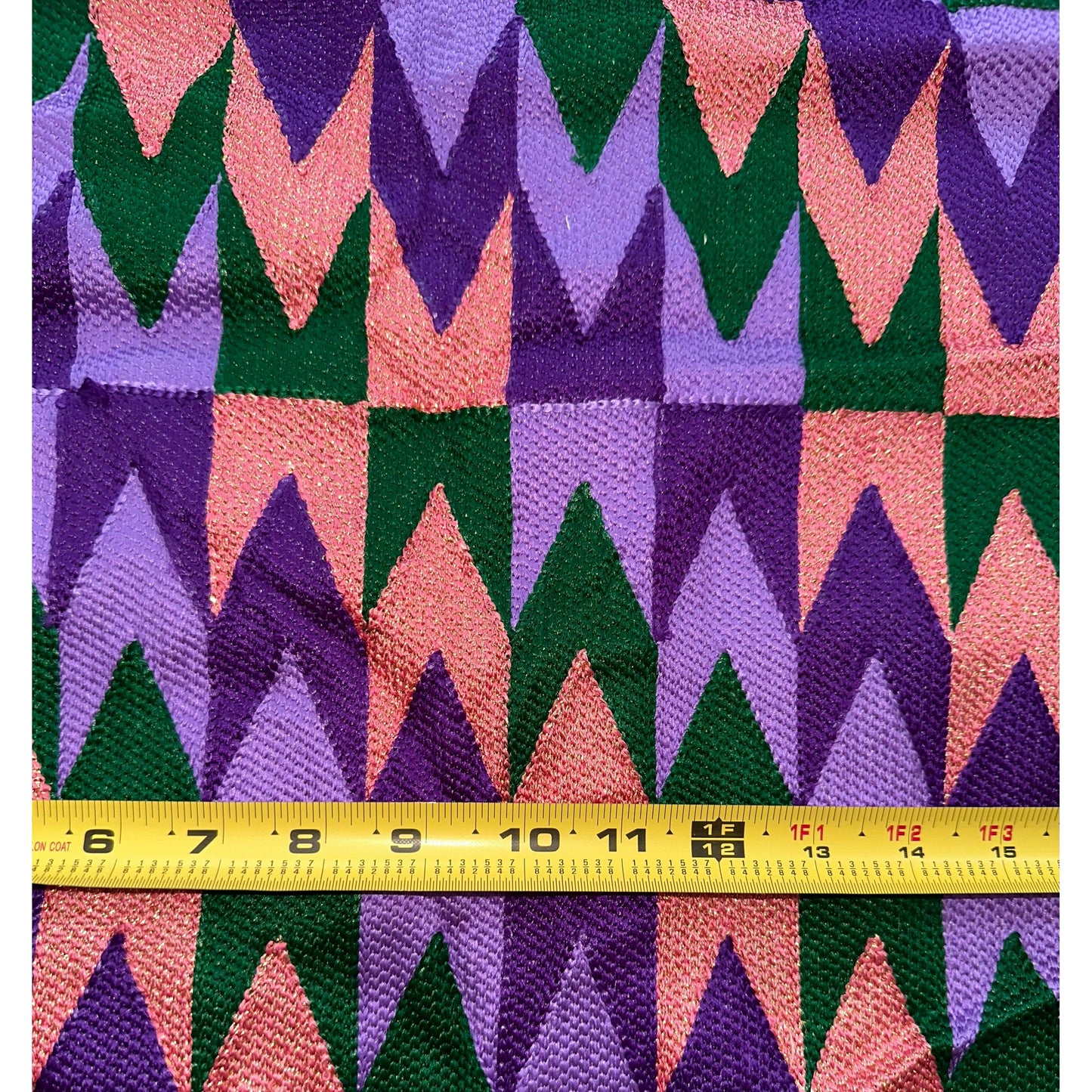 African Fabric/ Woven Kente - Purple, Green, Pink, Metallic Gold “Efuru”, 4 Yards