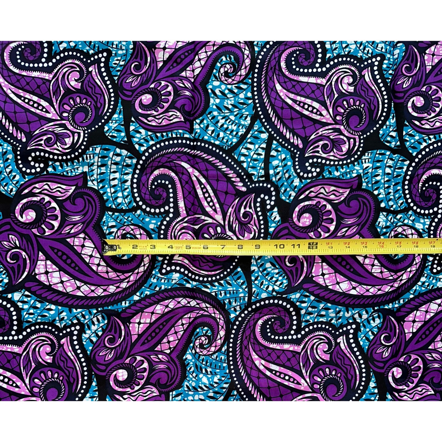 African Print Fabric - Purple, Blue, Black ‘Ouidah Rose', Yard or Wholesale