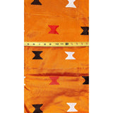 African Fabric/ Woven, Embroidered Kente - Orange, Brown “Yooku”, ~2 Yards
