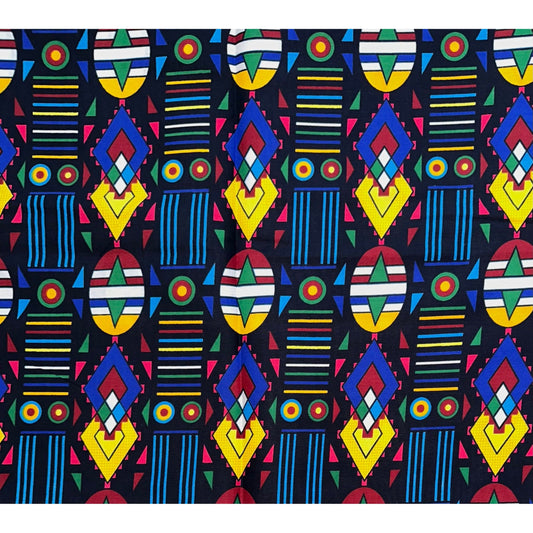 African Fabric/ Ankara - Multicolored 'Mahla Way,' Design, YARD or WHOLESALE