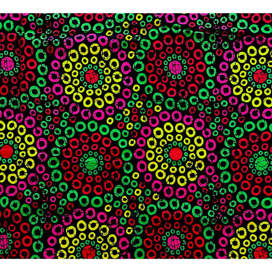 African Print Fabric/ Ankara - Black, Green, Pink, Red, Yellow 'Koko Impact' YARD or WHOLESALE