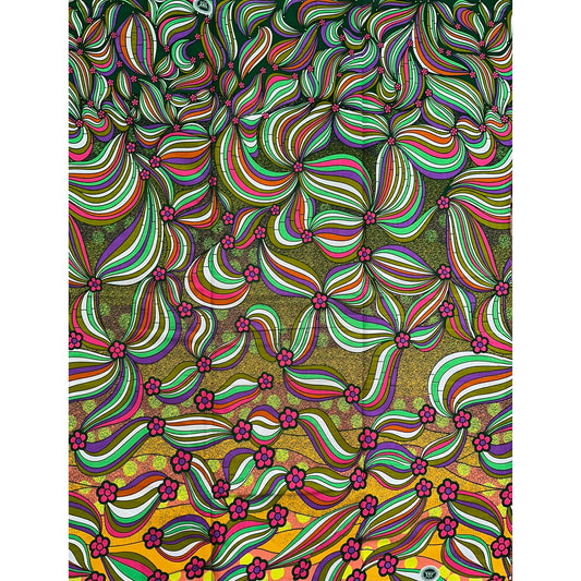 African Print Fabric/ Ankara - Green, Orange, Pink 'Sisi Eko' Design, YARD or WHOLESALE