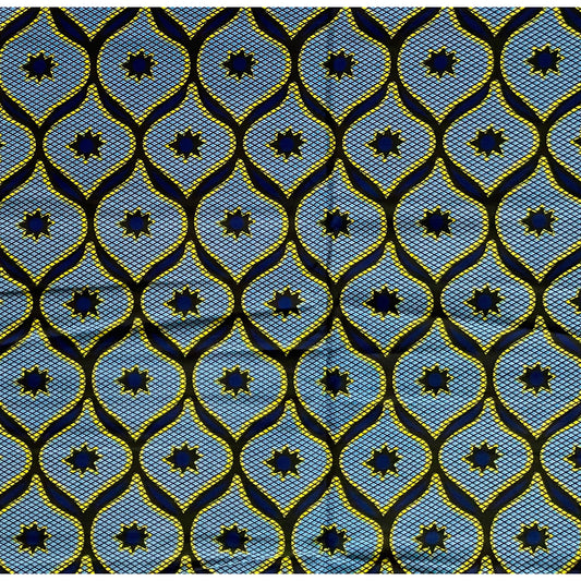 African Print Fabric/ Ankara - Blue, Yellow 'Chumba Transitions,' YARD or WHOLESALE