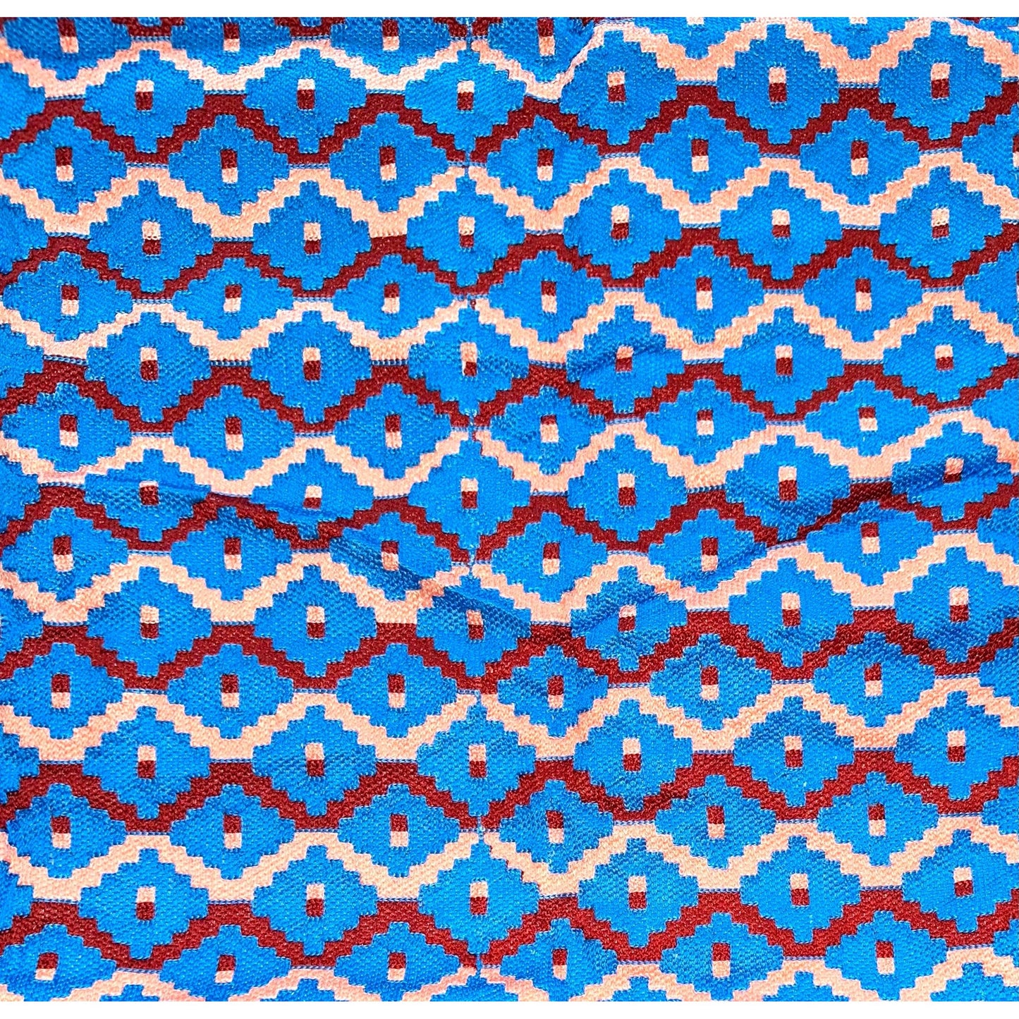 African Fabric/ Woven Kente - Blue, Pink, Dark Red “Panyin”, 4 Yards