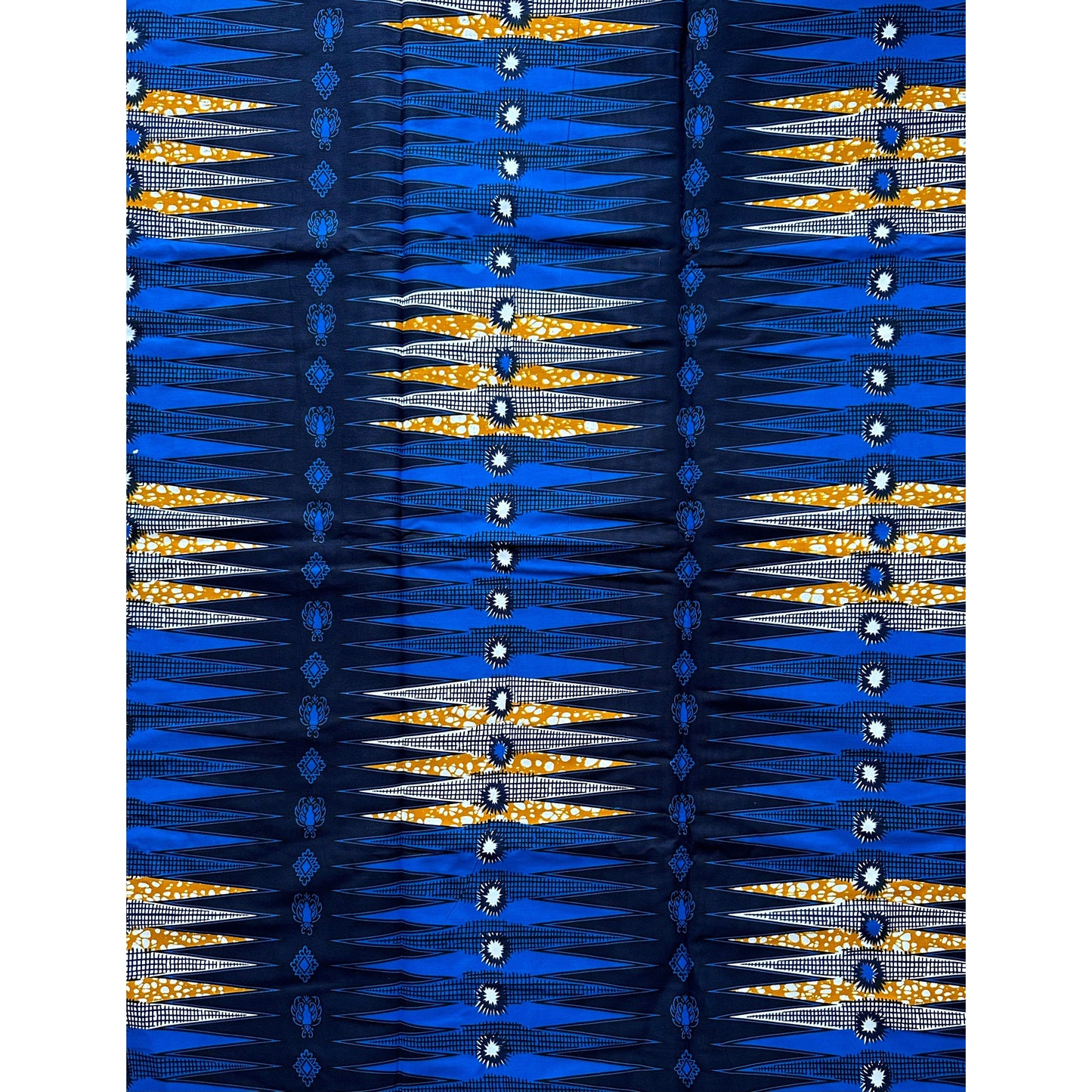 African Print Fabric/ Ankara - Blue, Brown 'Owerri Beat' Design, YARD or WHOLESALE