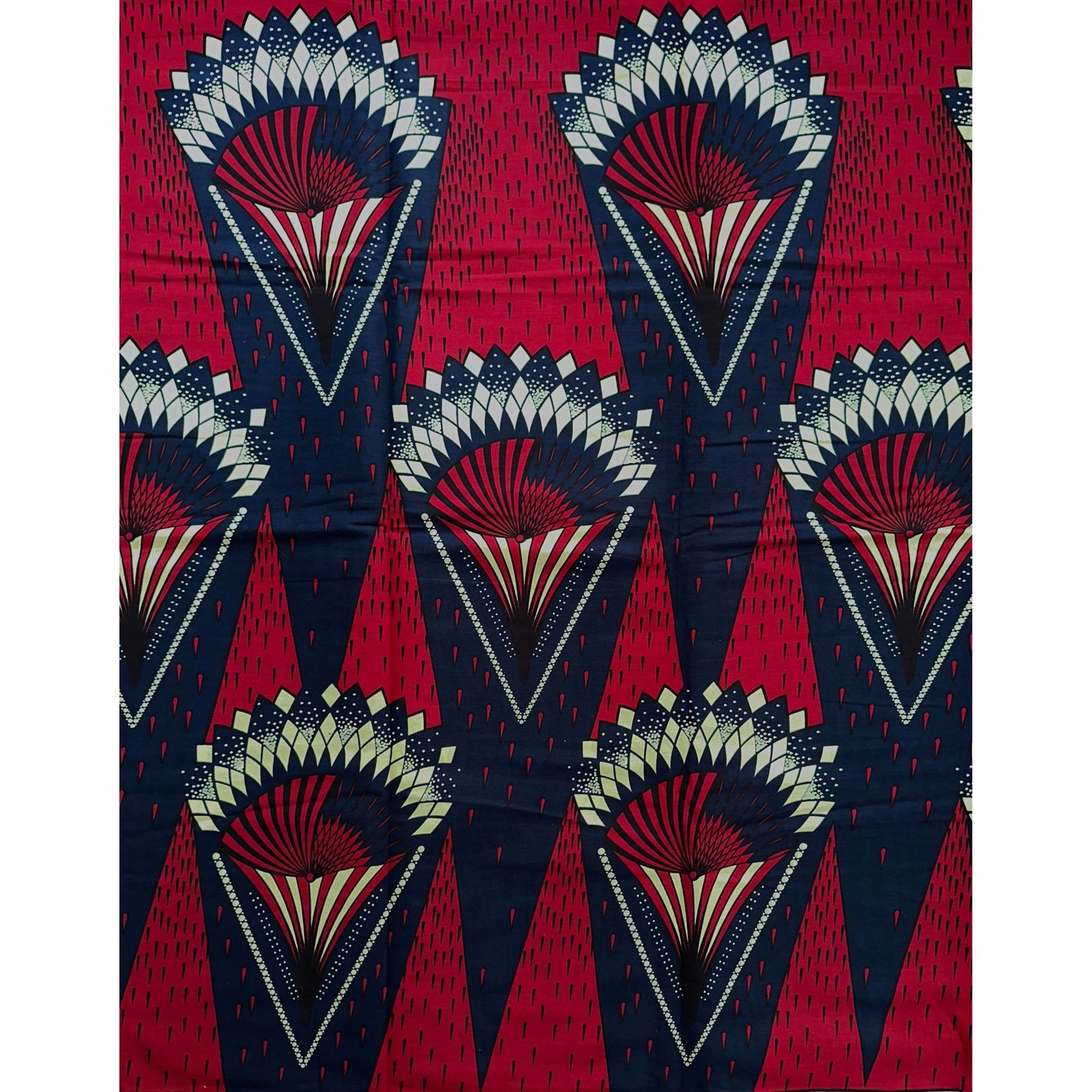 African Print Fabric/ Ankara - Blue, Dark Red, Cream “Taste of Independence”, YARD or WHOLESALE