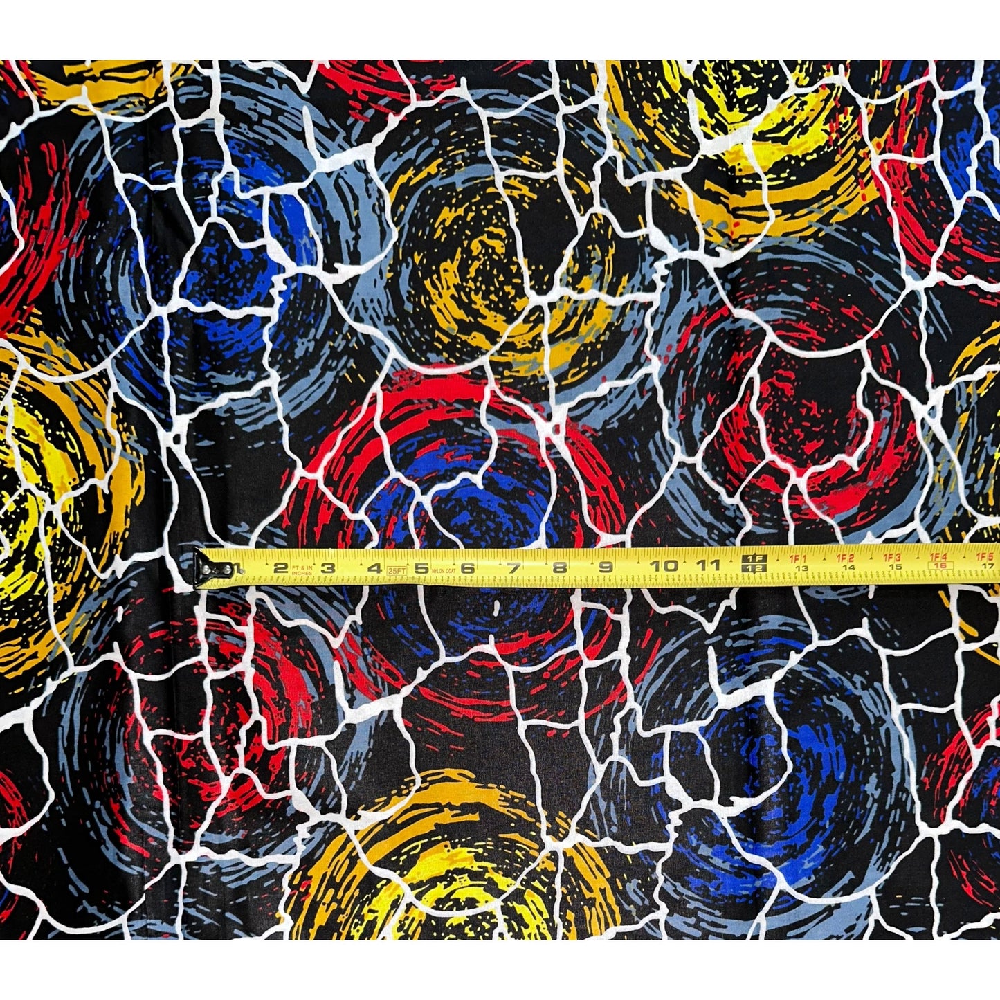 African Print Fabric/ Ankara - Red, Blue, Gray, Yellow 'Forces of Nature Remix' Design, YARD or WHOLESALE