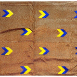 African Fabric/ Woven, Kente - Brown, Blue, Yellow & Metallic Gold “Agyei”, ~2 Yards