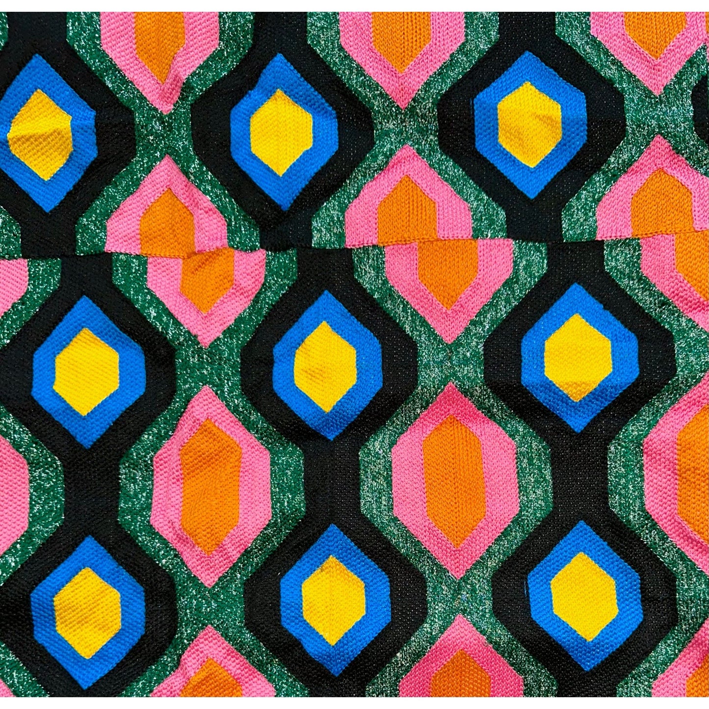 African Fabric/ Woven Kente - Green, Pink, Orange, Blue, Yellow, Black, Silver “Yaayaa”, 4 Yards