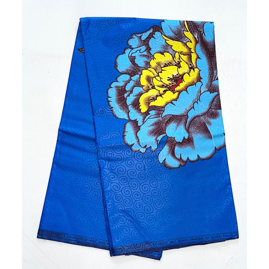 African Print Fabric/Ankara - Blue 'Epic Blooms' Design, YARD or WHOLESALE