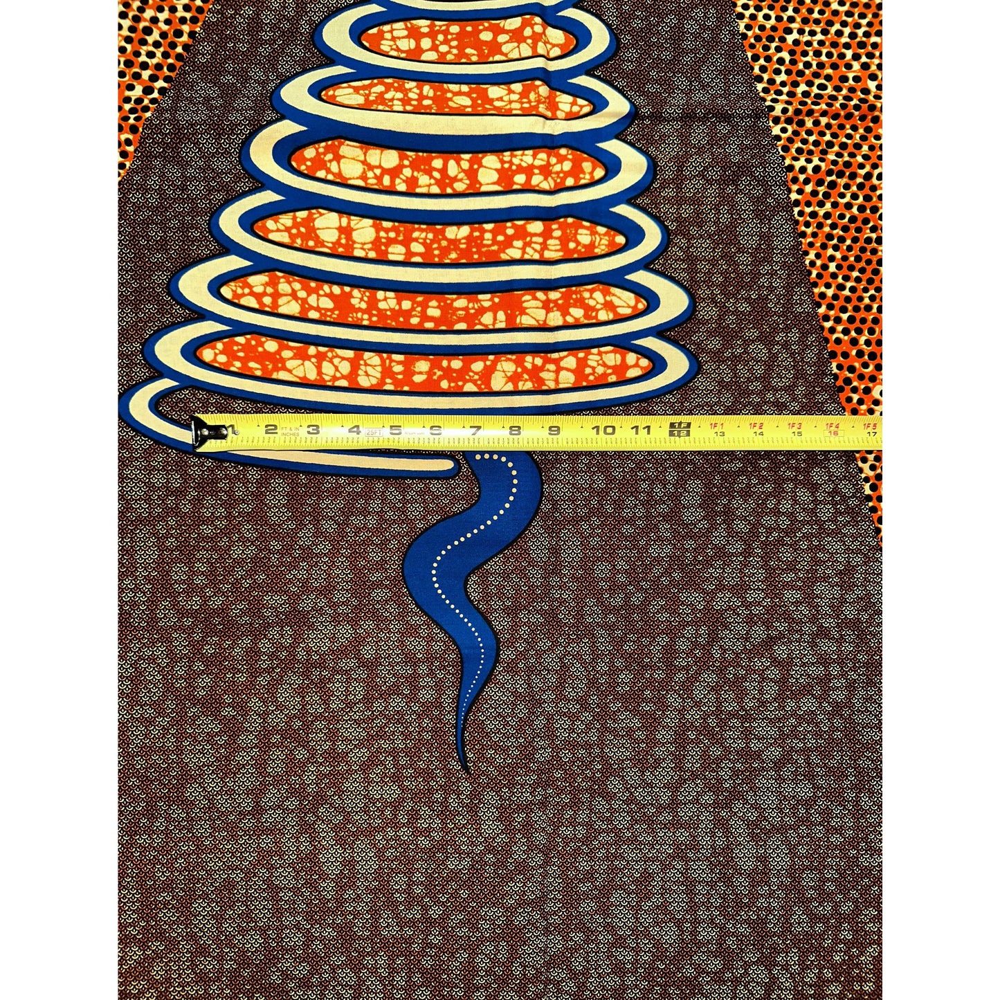 African Print Fabric/ Ankara - Orange, Brown, Blue "Genie In A Bottle", YARD or WHOLESALE