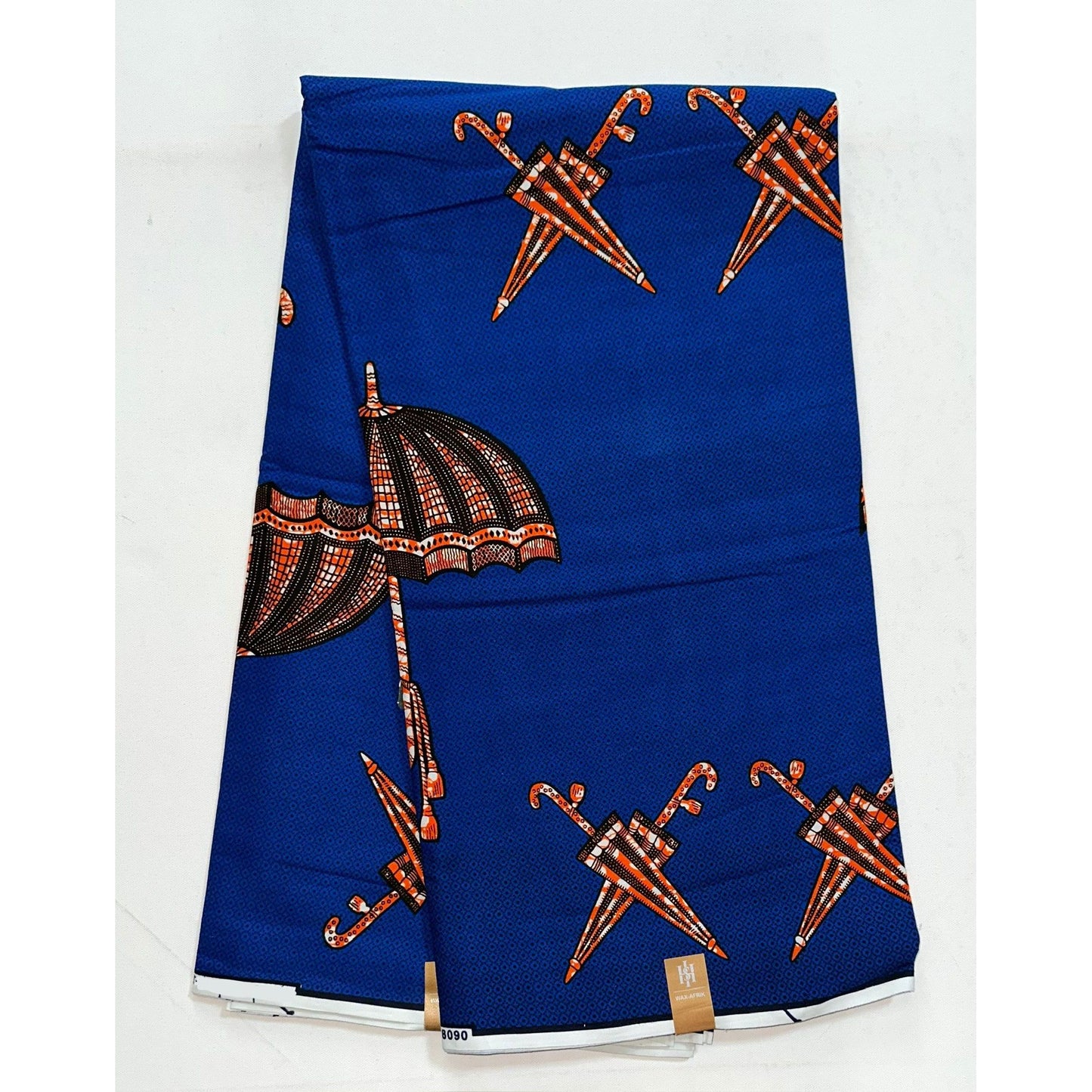African Print Fabric/Ankara - Blue, Orange 'New Orleans First Line’ Design, YARD or WHOLESALE