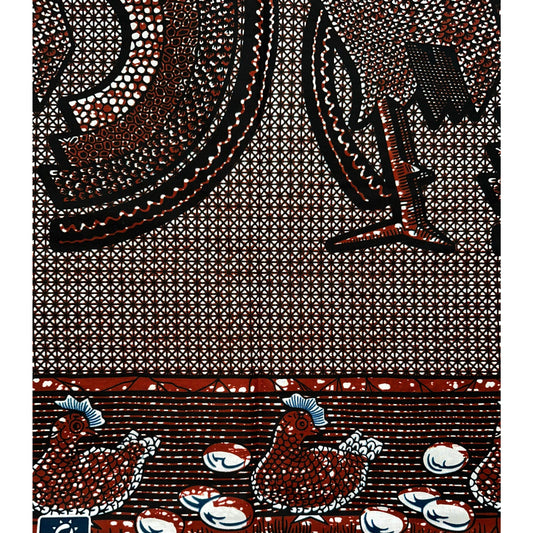 African Print Fabric/ Ankara - Dark Brown, Black 'Shake Your Tail Feathers', Yard or Wholesale