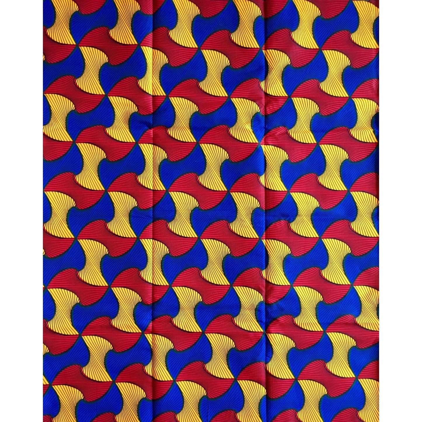 African Print Fabric/ Ankara - Red, Marigold, Blue 'Spinderella', YARD or WHOLESALE