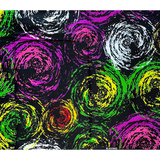 African Print Fabric/ Ankara - Purple, Green, Black, Yellow, Red, White 'Forces of Nature' Design, YARD or WHOLESALE