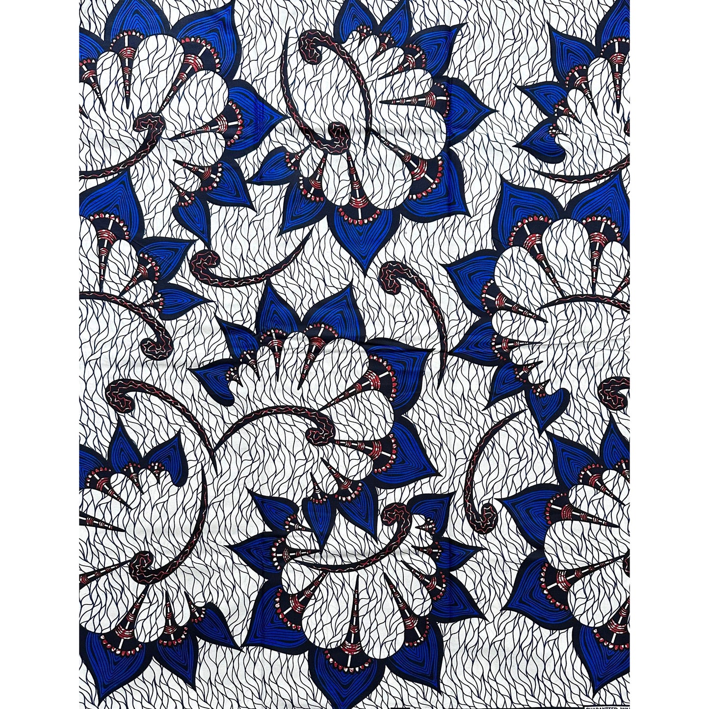 African Print Fabric/ Ankara - White, Blue, Sienna 'Tiphanie Du Jour’ YARD or WHOLESALE