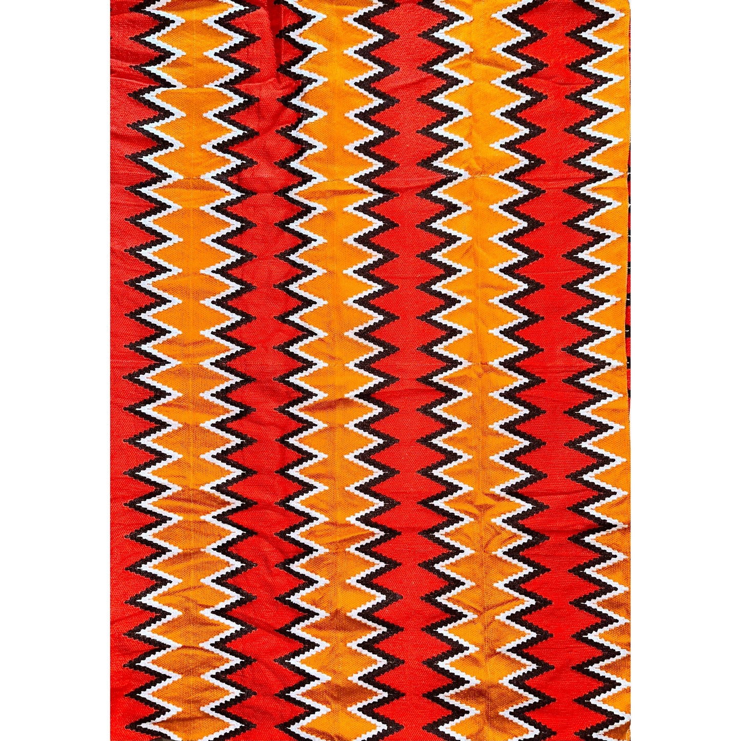 African Fabric/ Woven Kente - Orange, Brown, White “Yorkoo”, 4 Yards