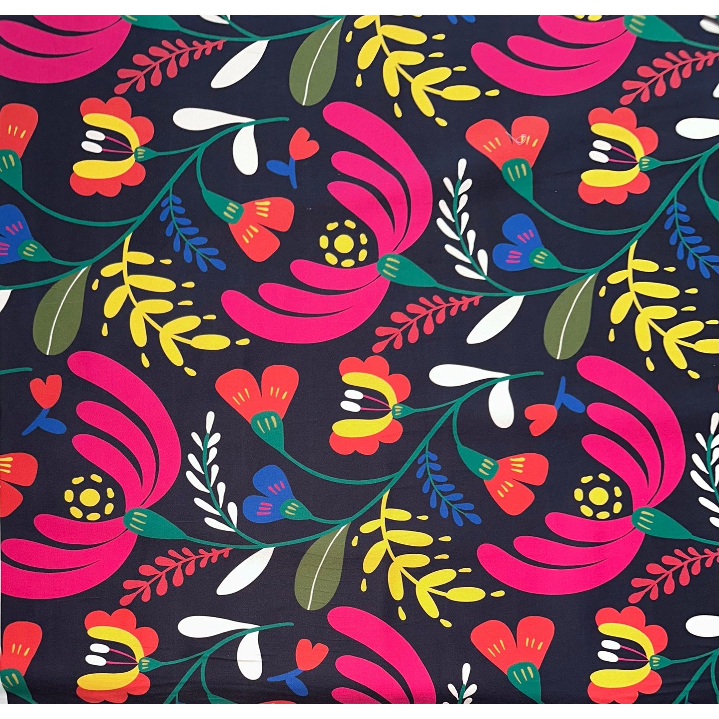 African Print, Stretch Cotton Satin Fabric- Black, Green, Pink, Orange, Blue "Adamou", Per Yard