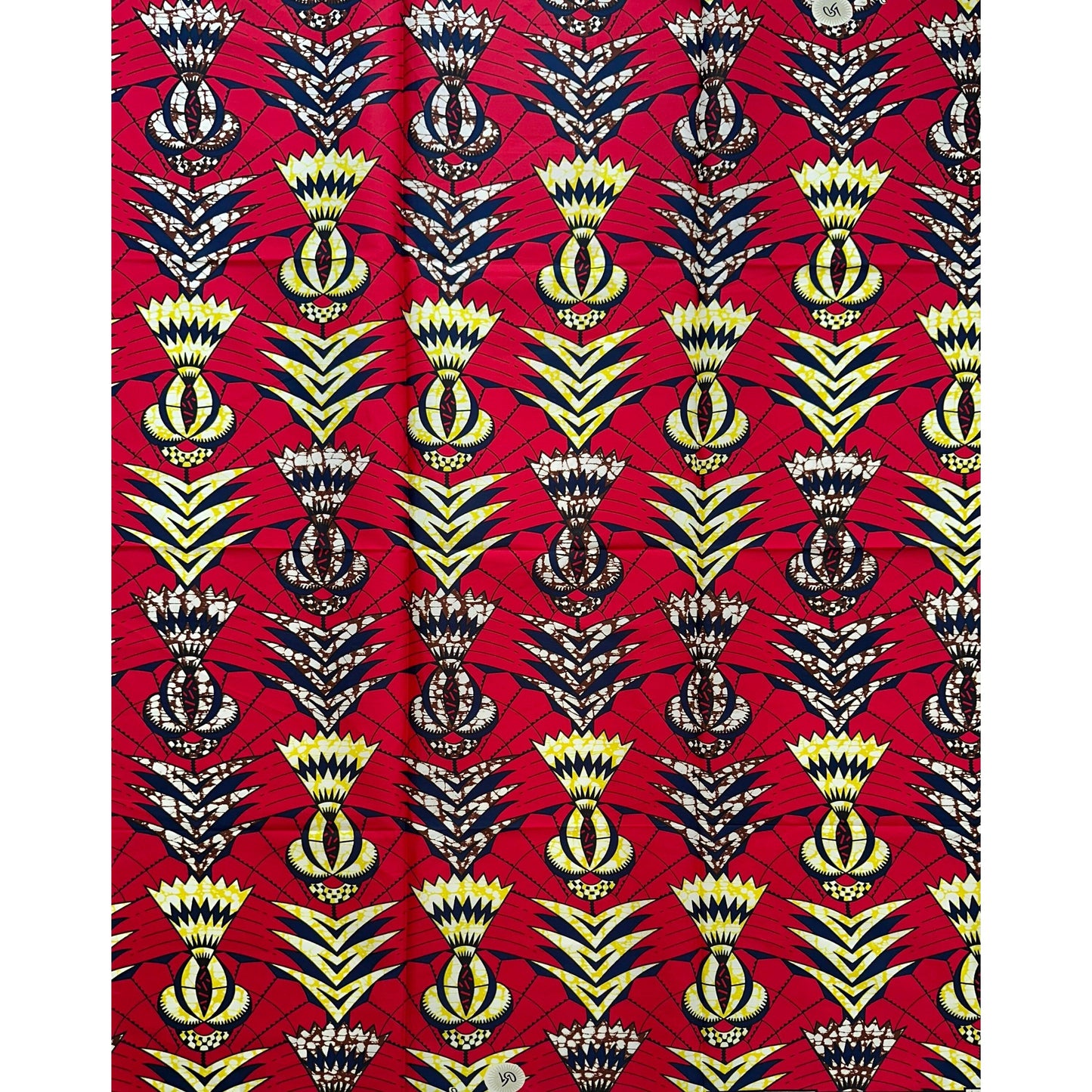 African Print Fabric/ Ankara - Red, Yellow, Brown, Navy ‘Amaya Zizi'