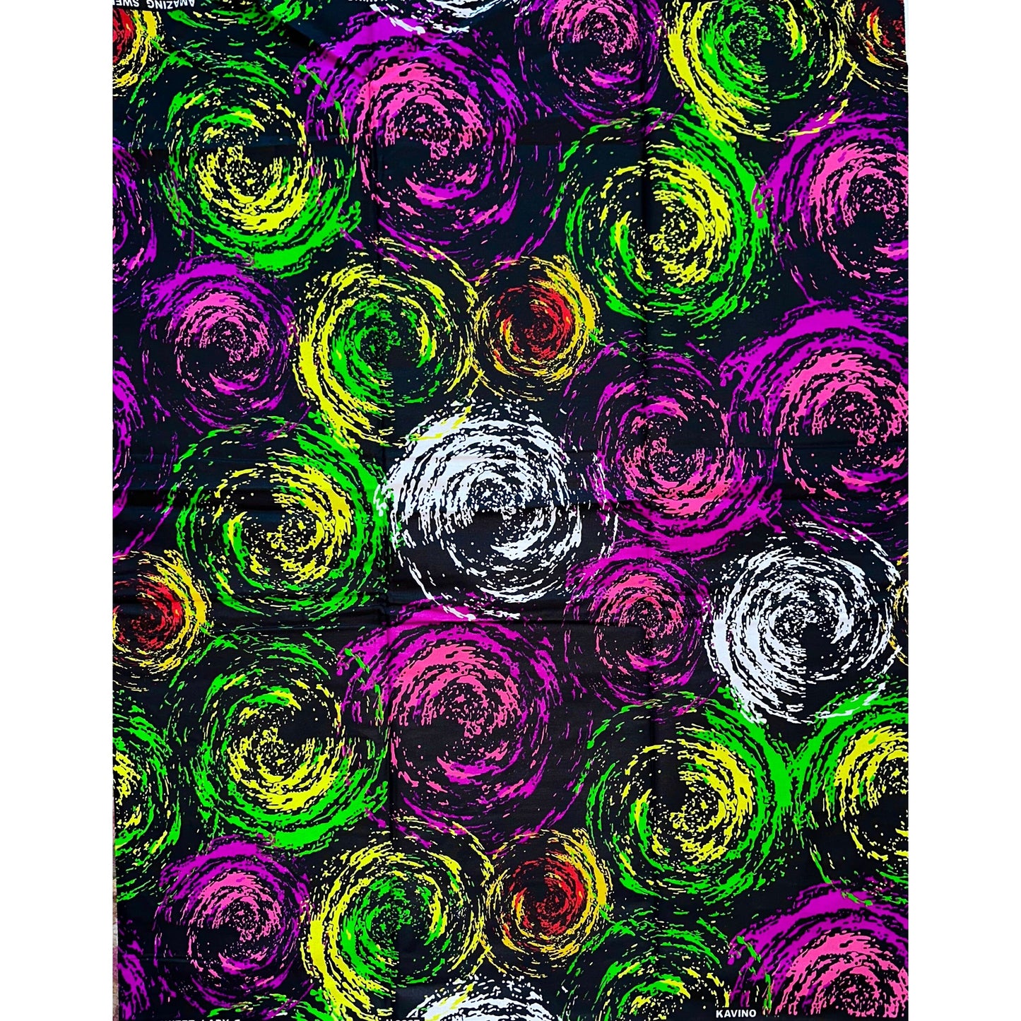 African Print Fabric/ Ankara - Purple, Green, Black, Yellow, Red, White 'Forces of Nature' Design, YARD or WHOLESALE