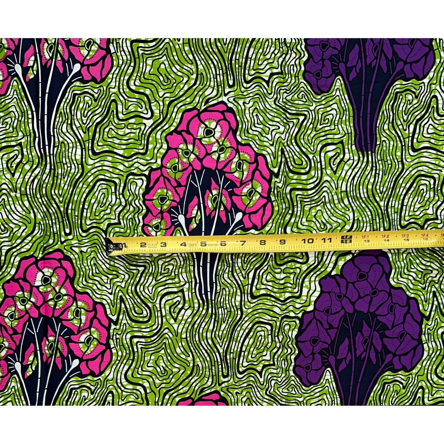 African Print Fabric/ Ankara - Green, Purple, Pink, Navy 'Nailah,' YARD or WHOLESALE