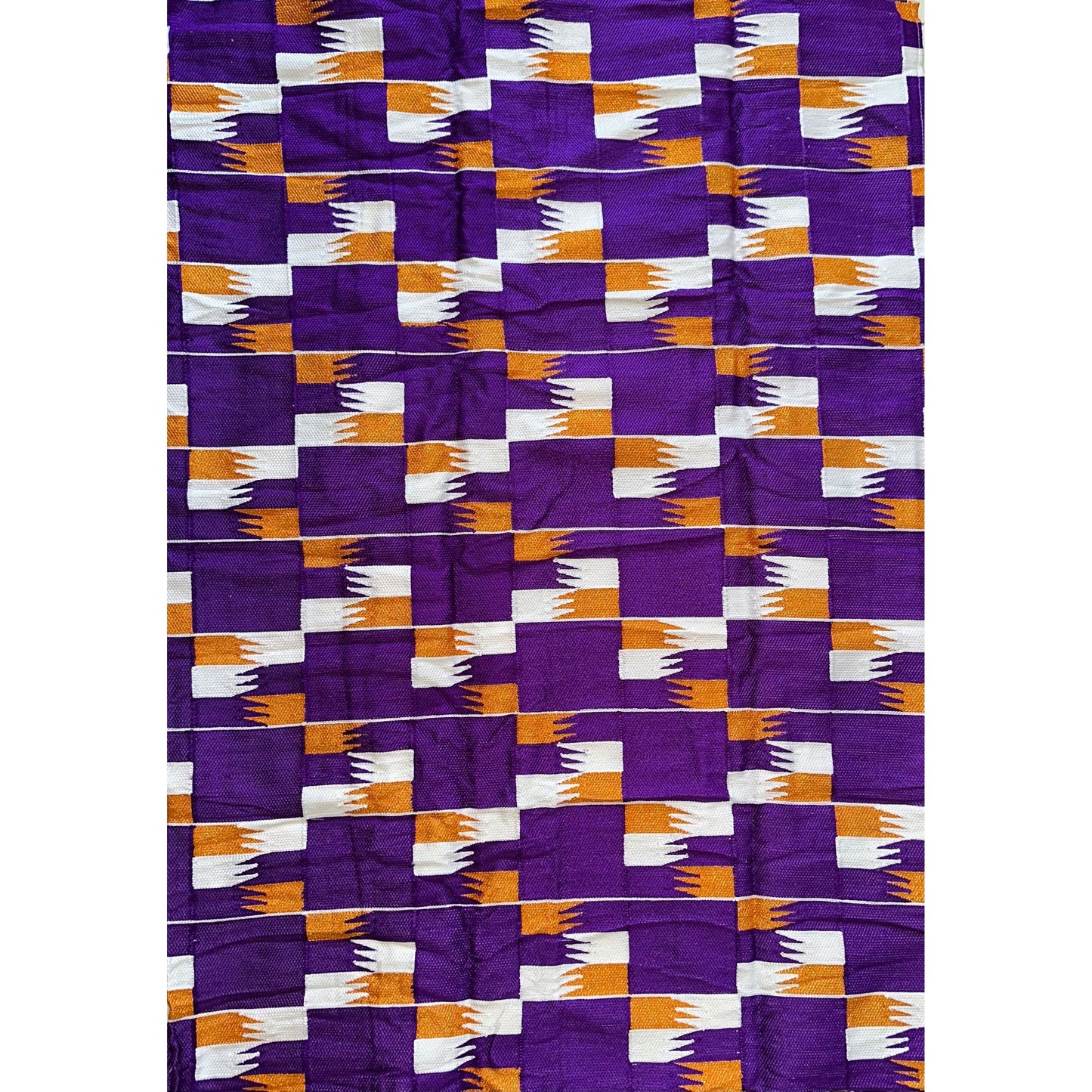 African Fabric/ Woven Kente - Purple, Orange, White, Metallic Gold “Akyiwade”, 4 Yards