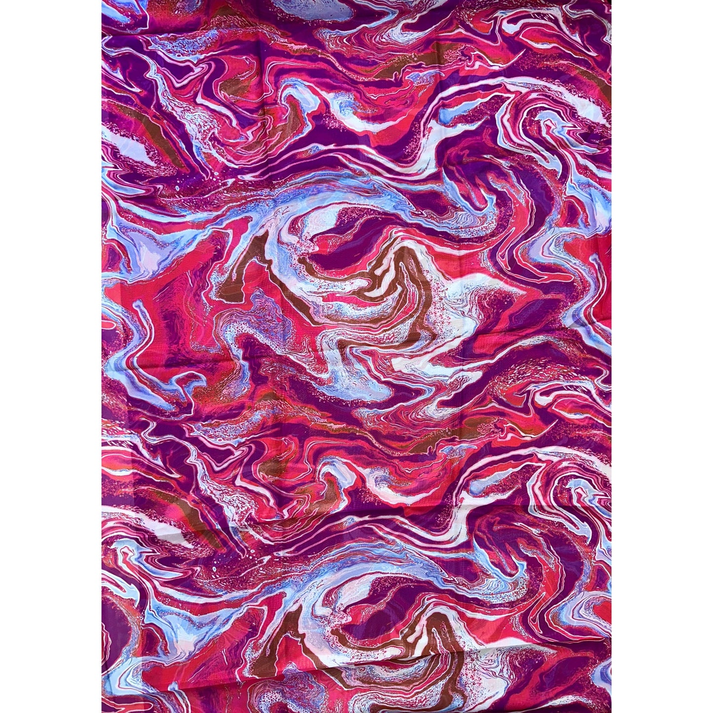 African Print, Chiffon Fabric - Purple, Dark Red, Pink "Wasi Whirl", ~2 Yards